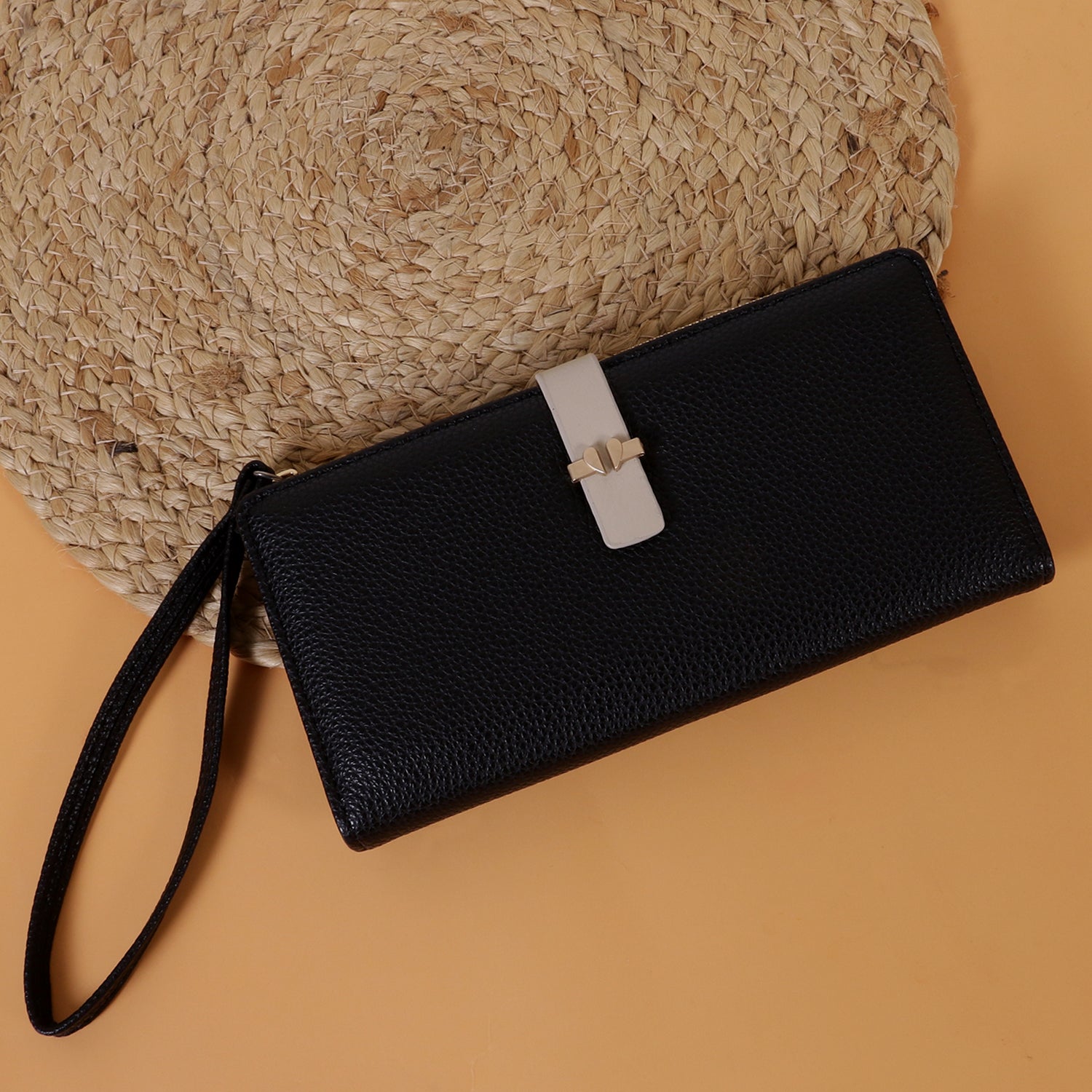 Premium Textured Leather Wristlet Clutch Wallet for Women