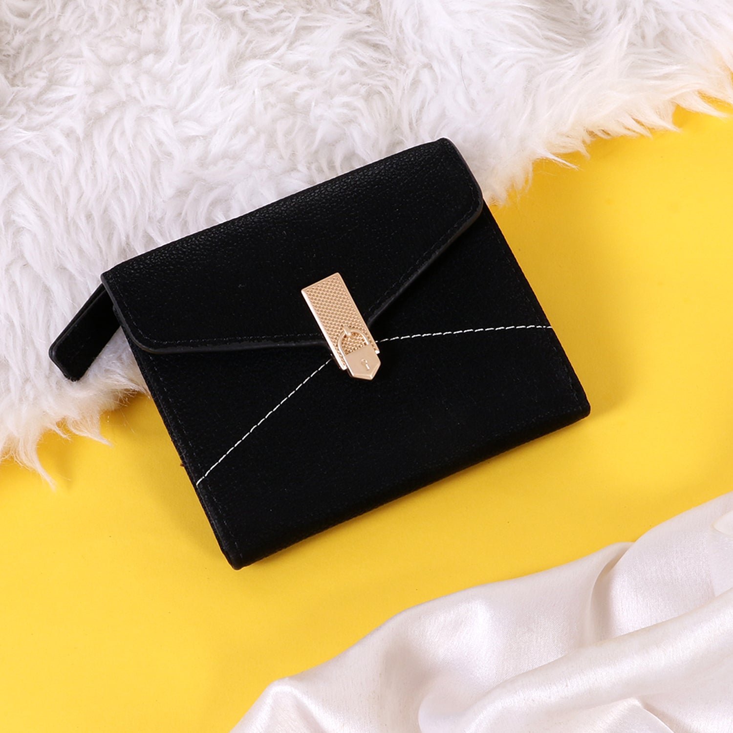 Geometric flap wallet: textured & minimalist