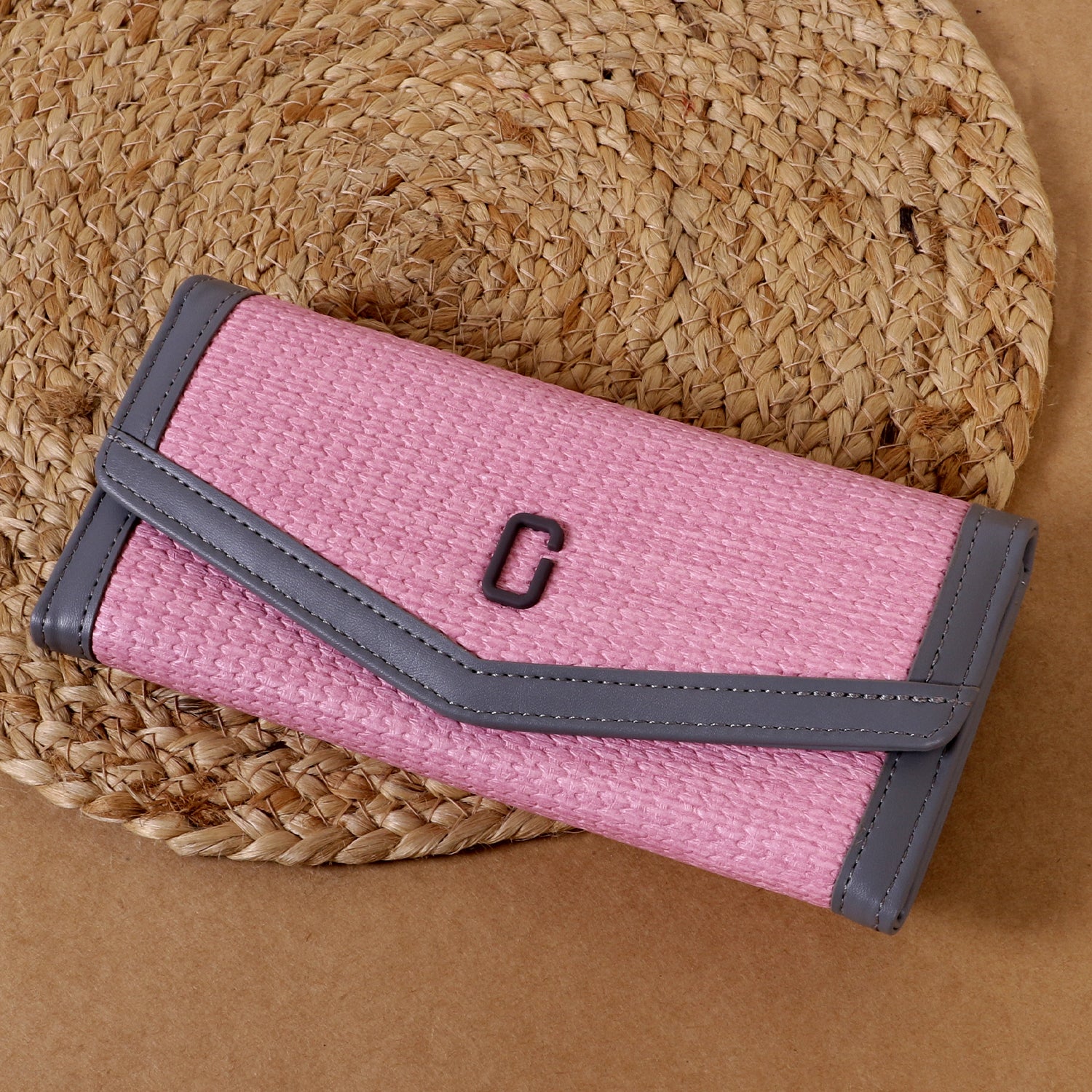 Elegant Textured Fabric Long Wallet for Women – Premium Flap Design