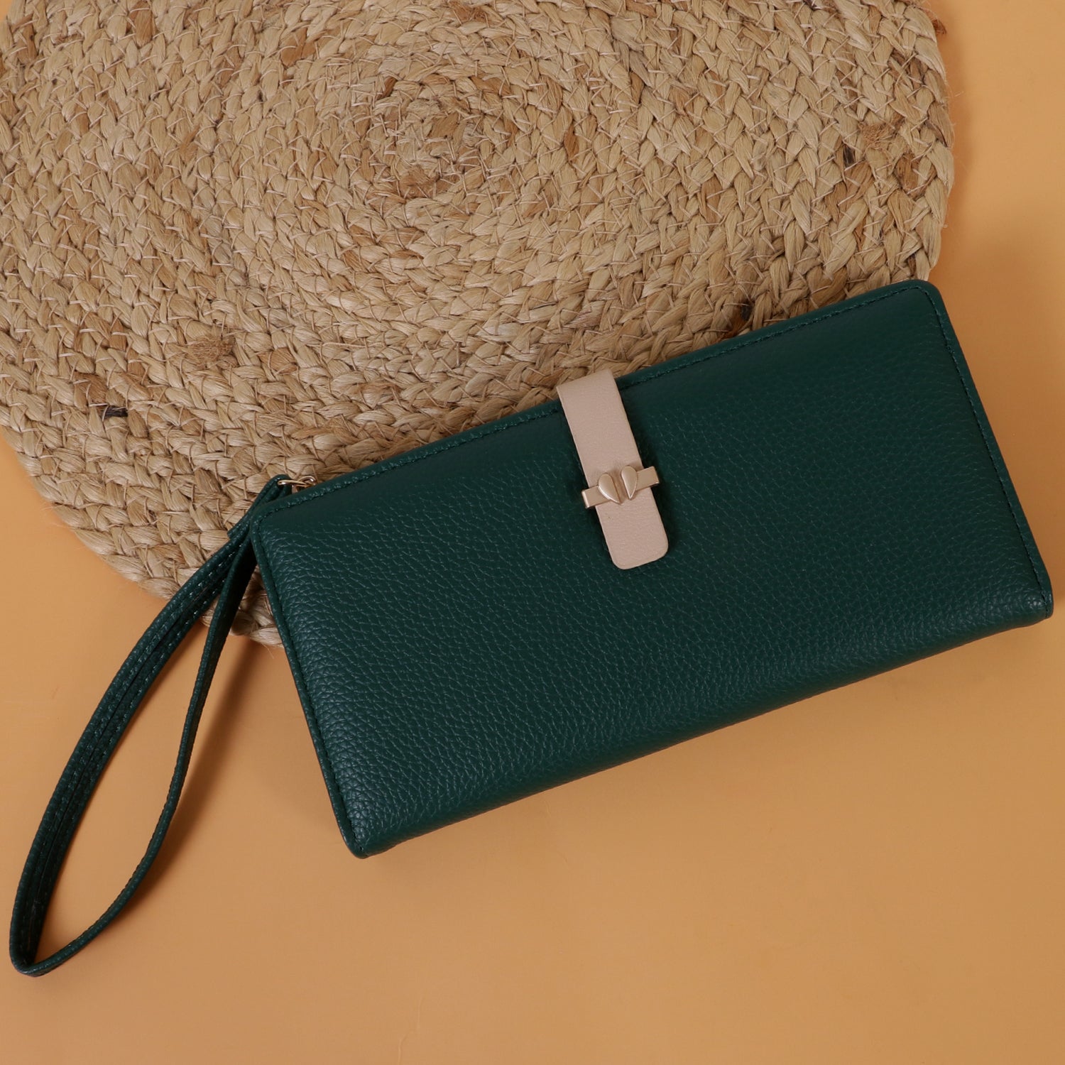 Premium Textured Leather Wristlet Clutch Wallet for Women