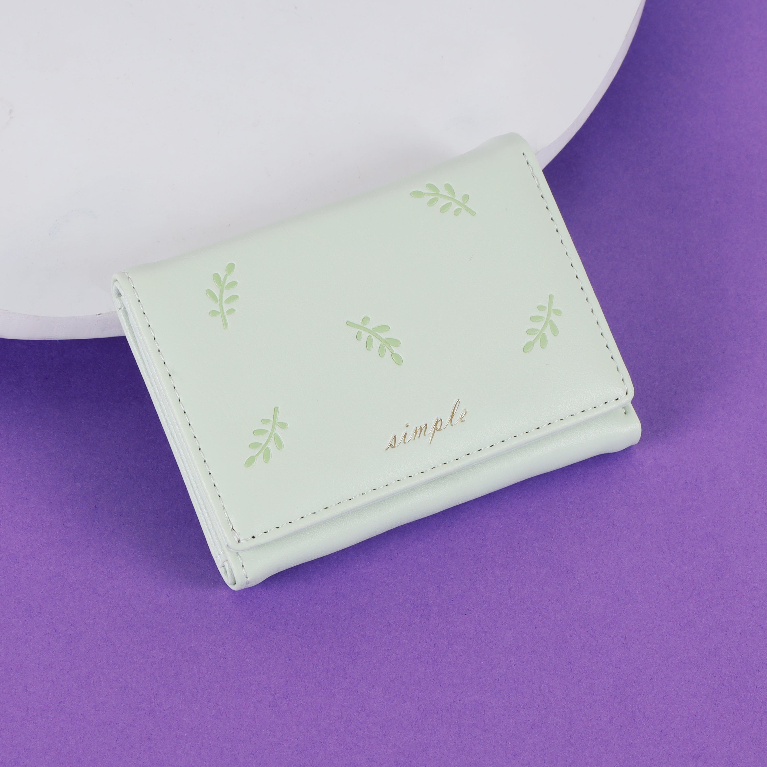 The Simplicity Leaf Trifold: Pastel Soft-Touch PU Mini Wallet