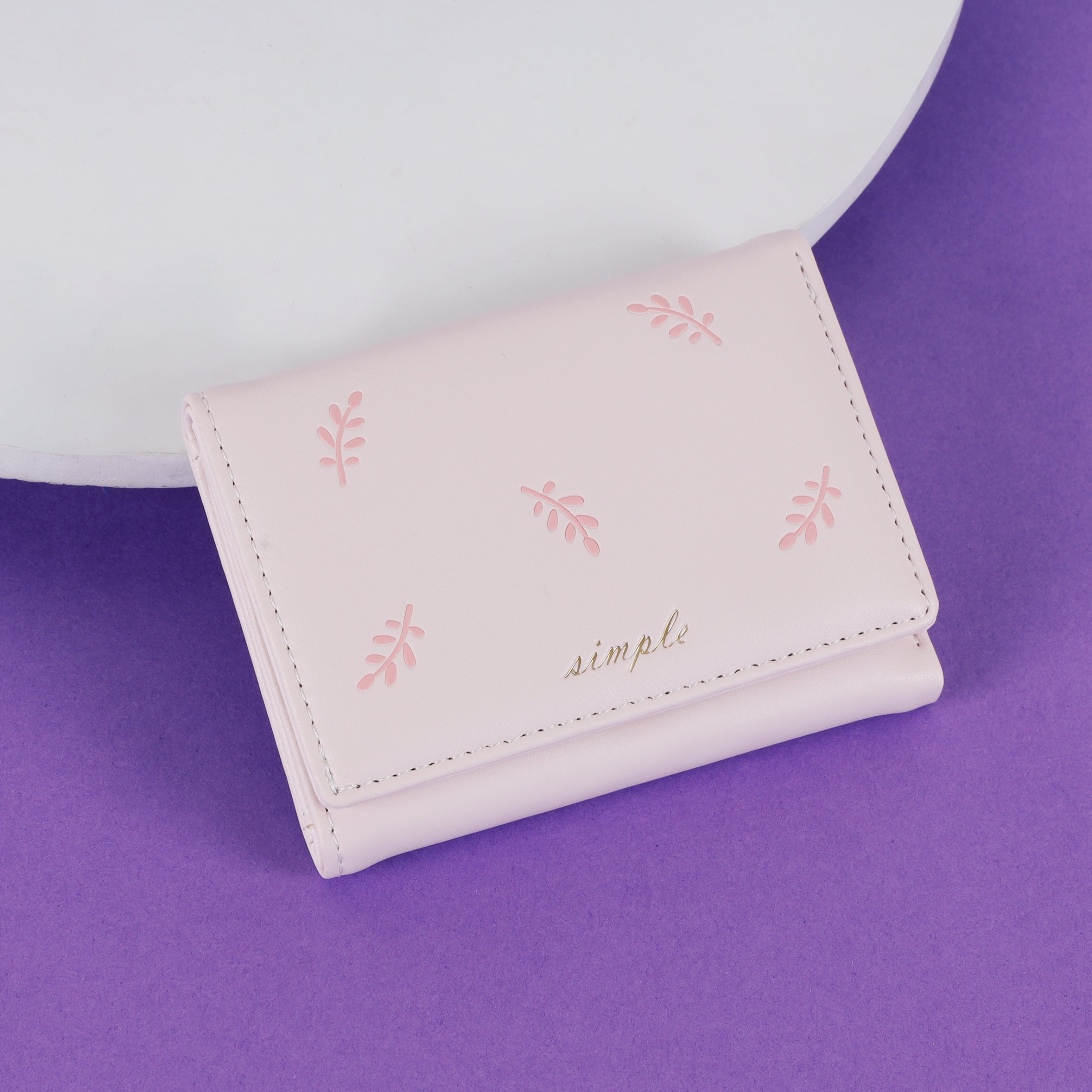 The Simplicity Leaf Trifold: Pastel Soft-Touch PU Mini Wallet