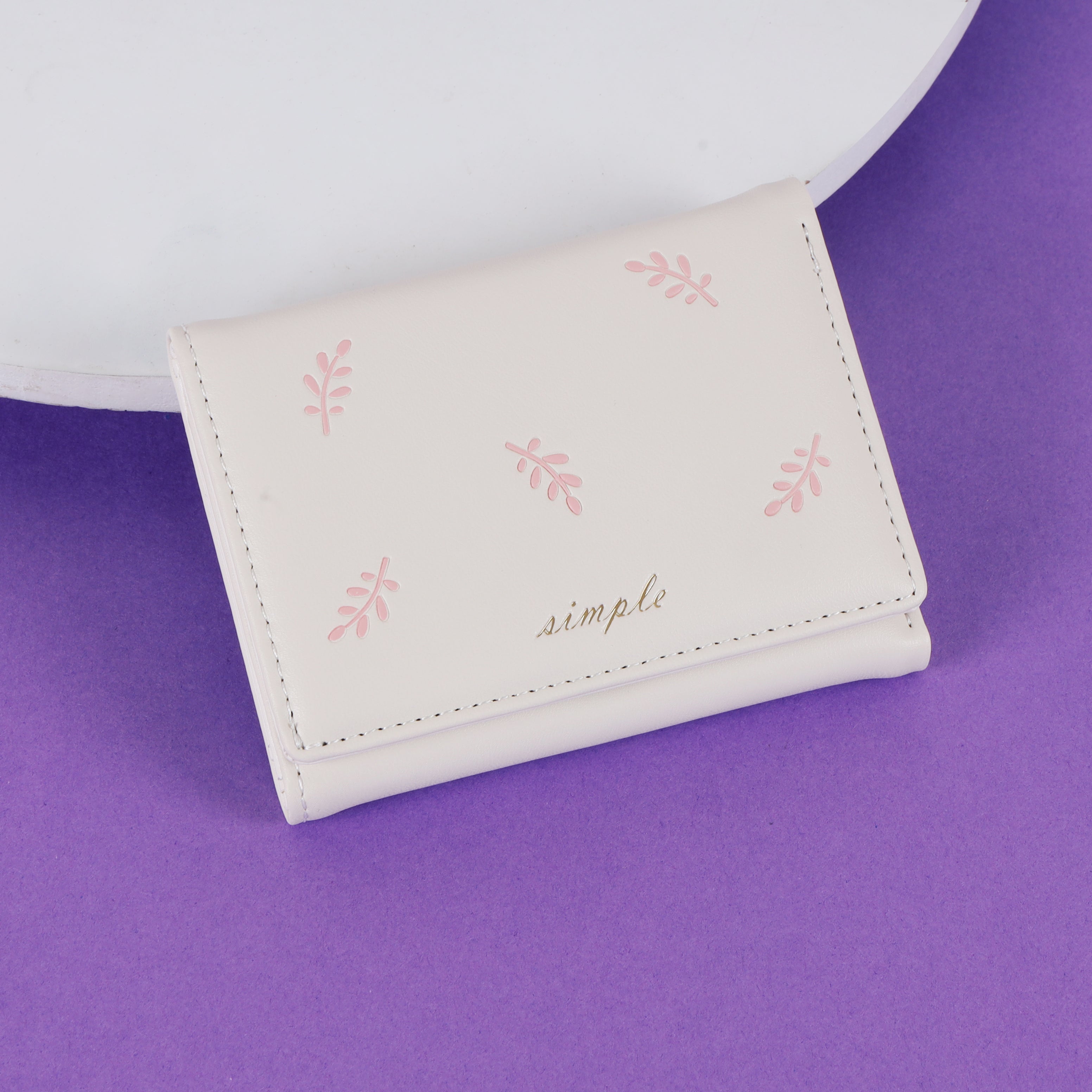 The Simplicity Leaf Trifold: Pastel Soft-Touch PU Mini Wallet