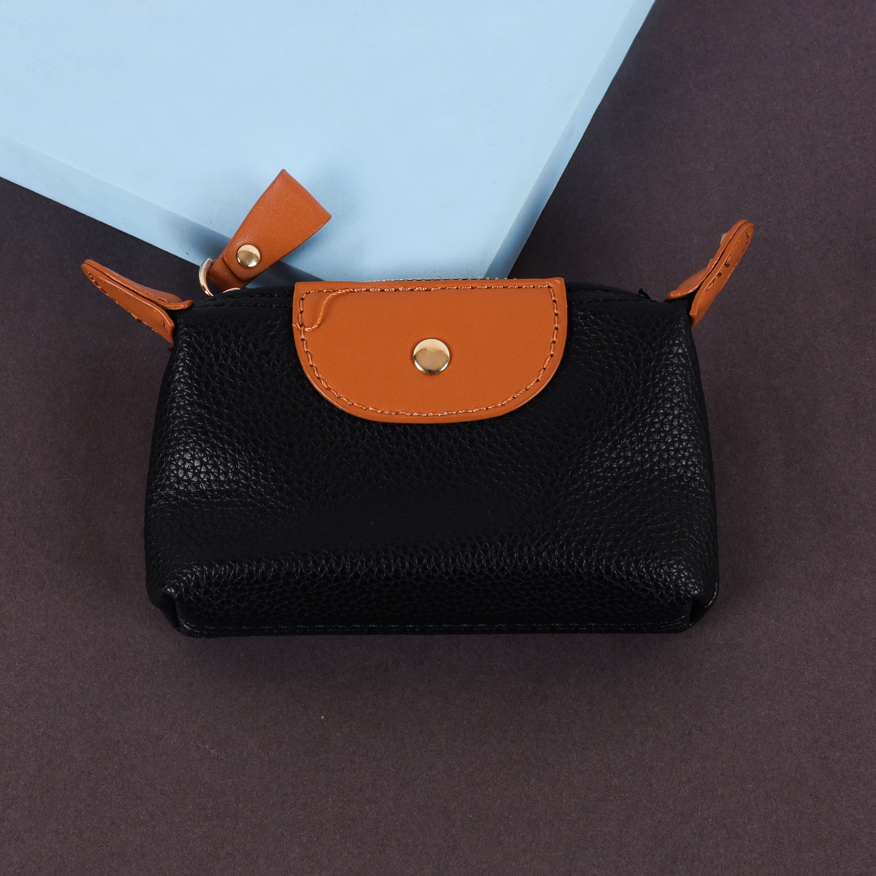 The "Metro" Compact Wallet: Elegant PU Leather Mini Purse with Gold-Tone Bar Accent