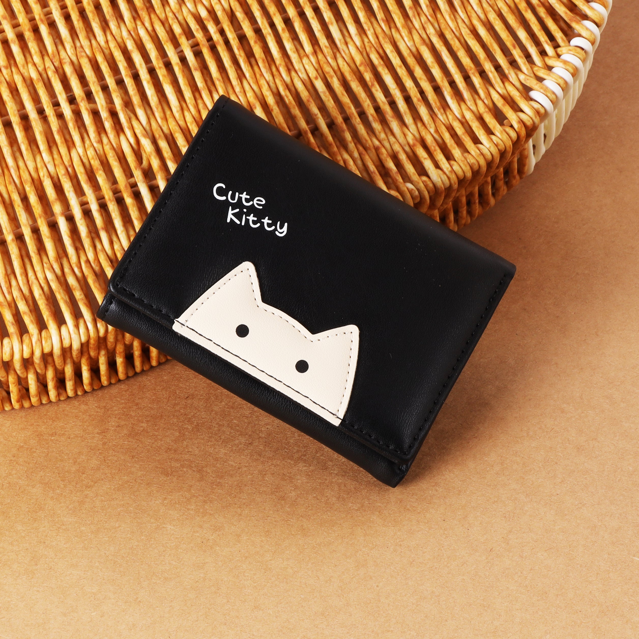 The "Kitty Whisper" Mini Wallet: Animal Patch & Trifold Wallet