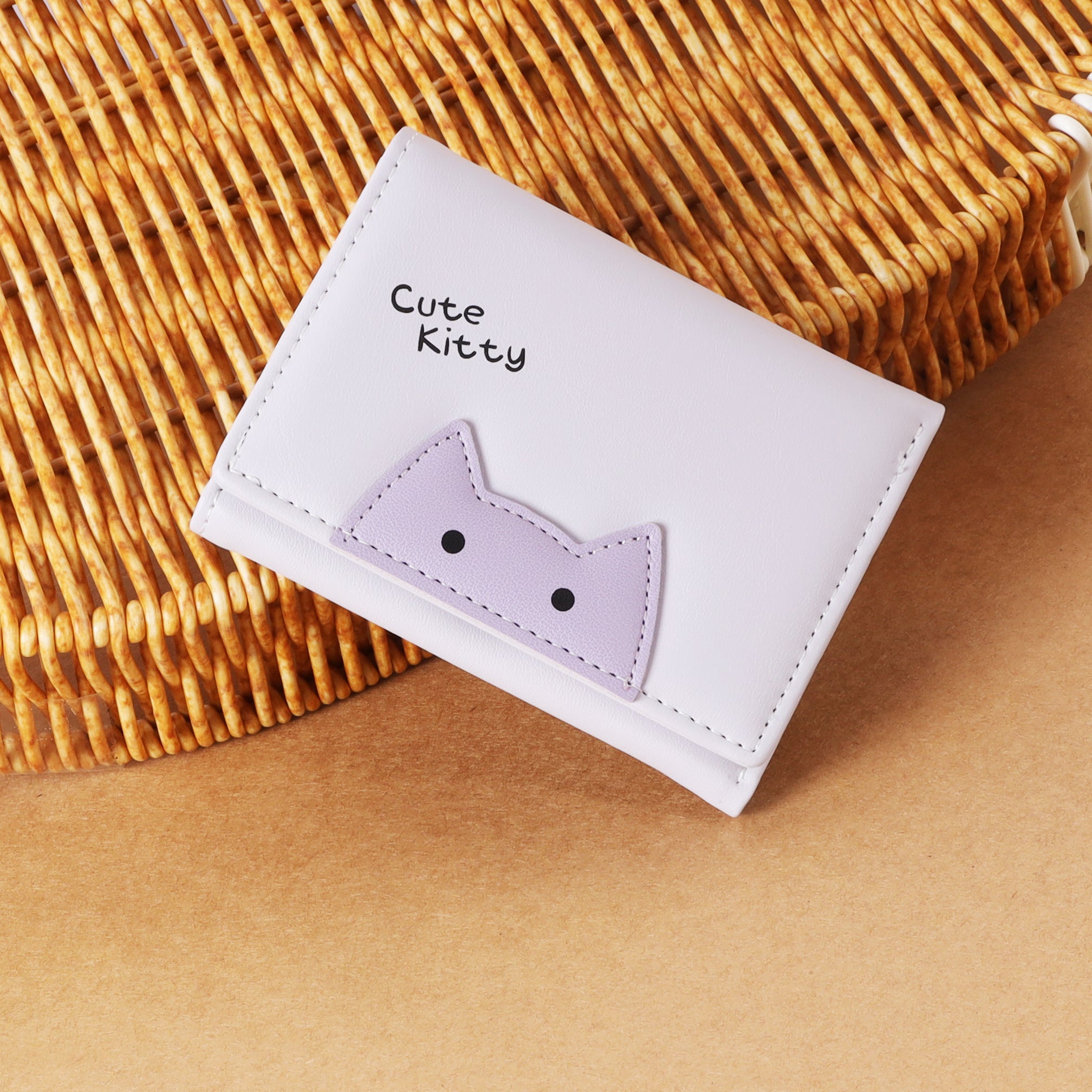 The "Kitty Whisper" Mini Wallet: Animal Patch & Trifold Wallet