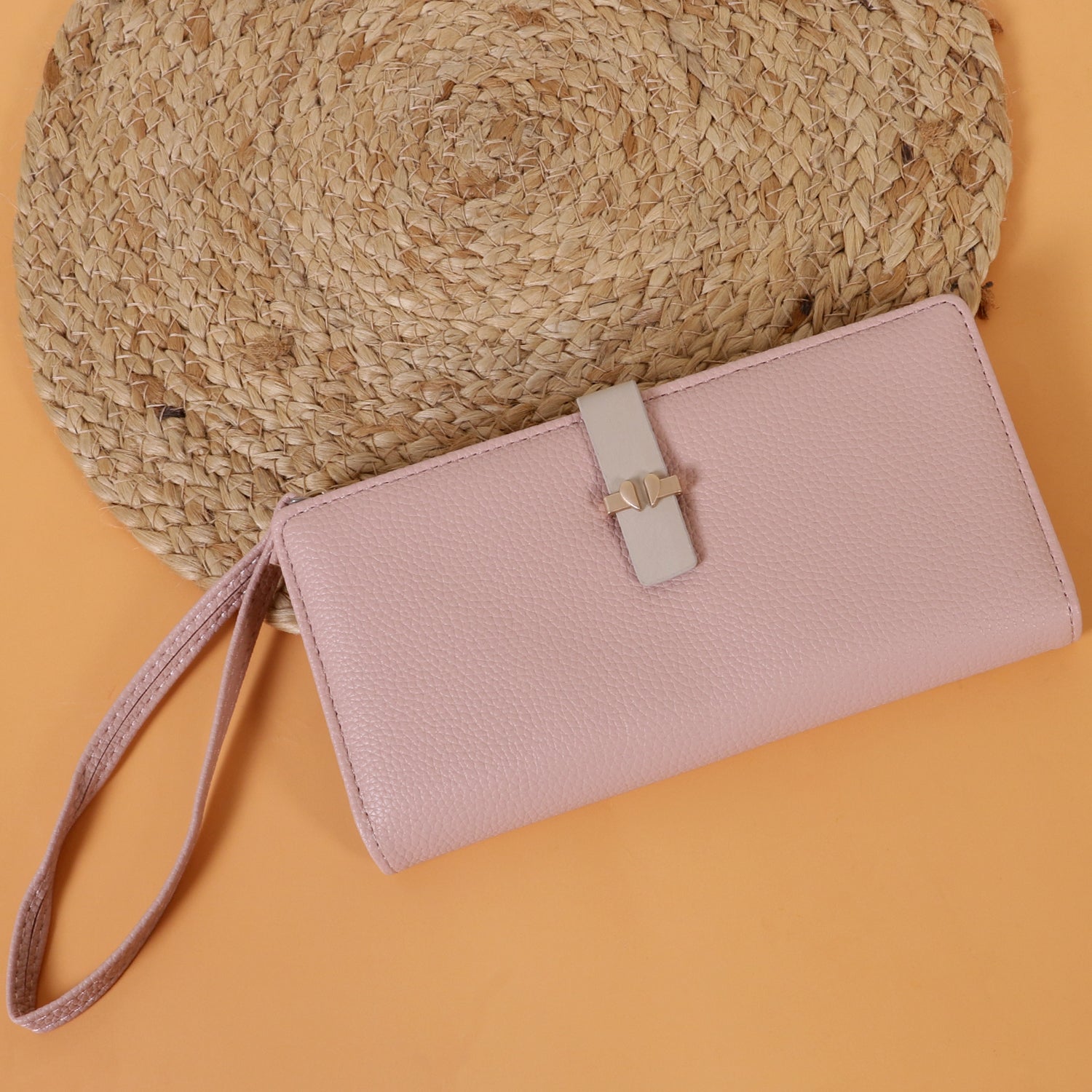 Premium Textured Leather Wristlet Clutch Wallet for Women