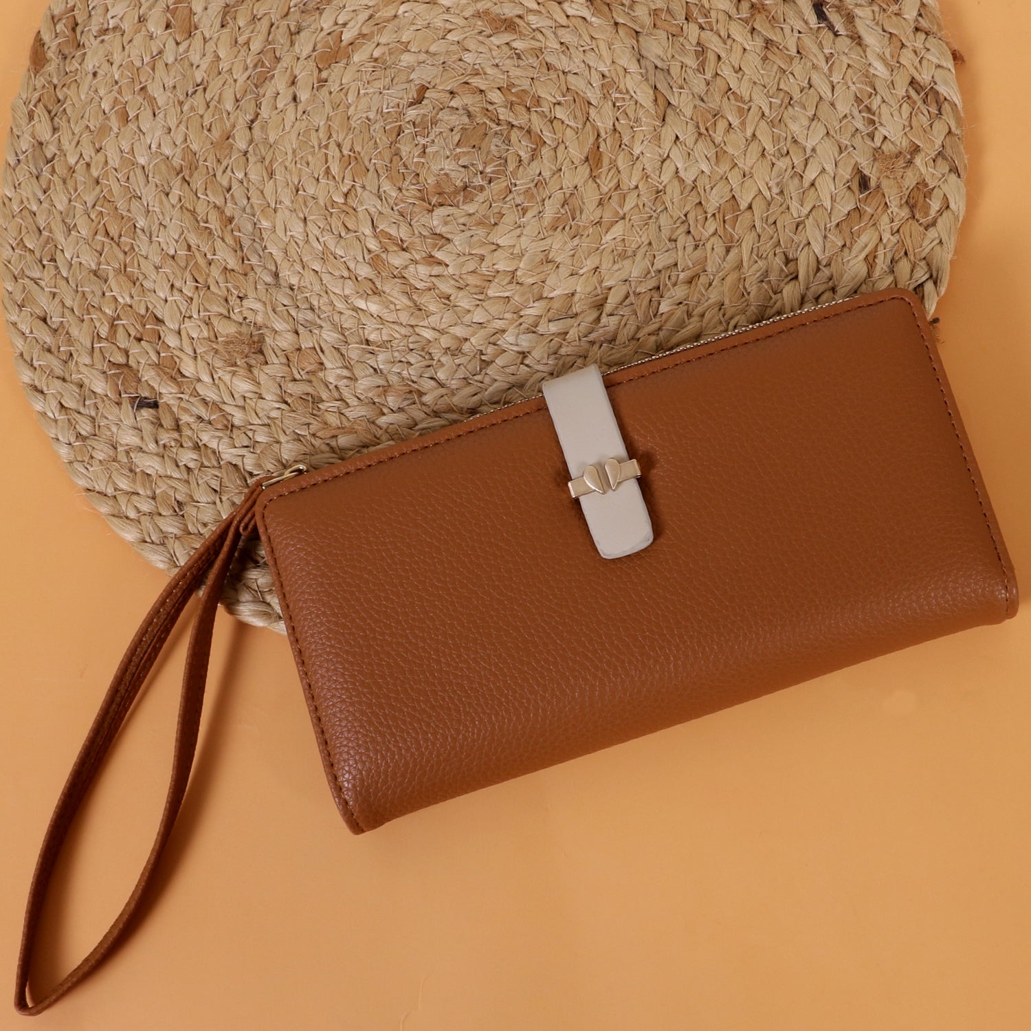 Premium Textured Leather Wristlet Clutch Wallet for Women