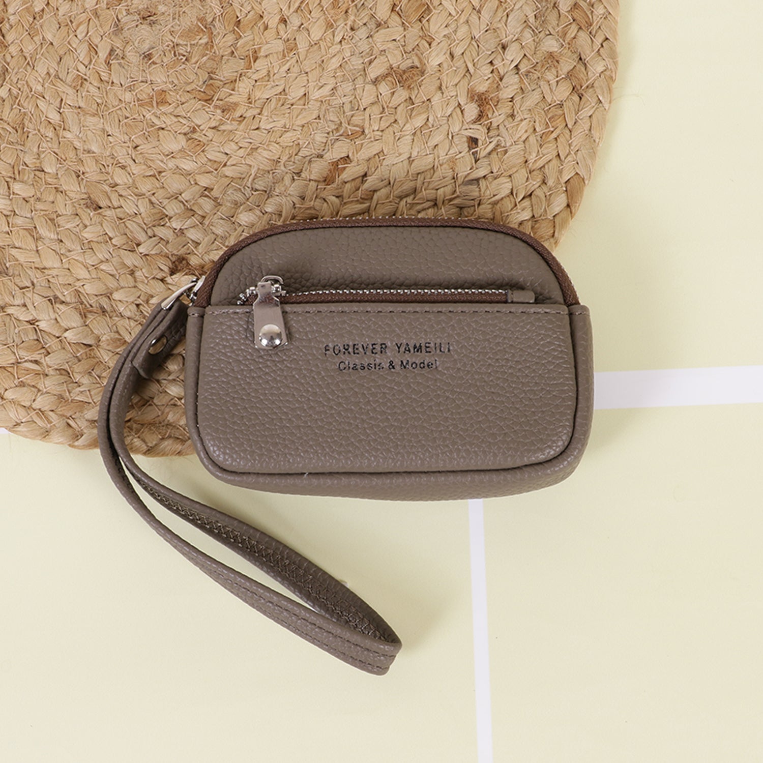 The "Gemini" Double Zip Wristlet: Pebble PU Leather Pouch with Keychain Ring & Detachable Carry Strap