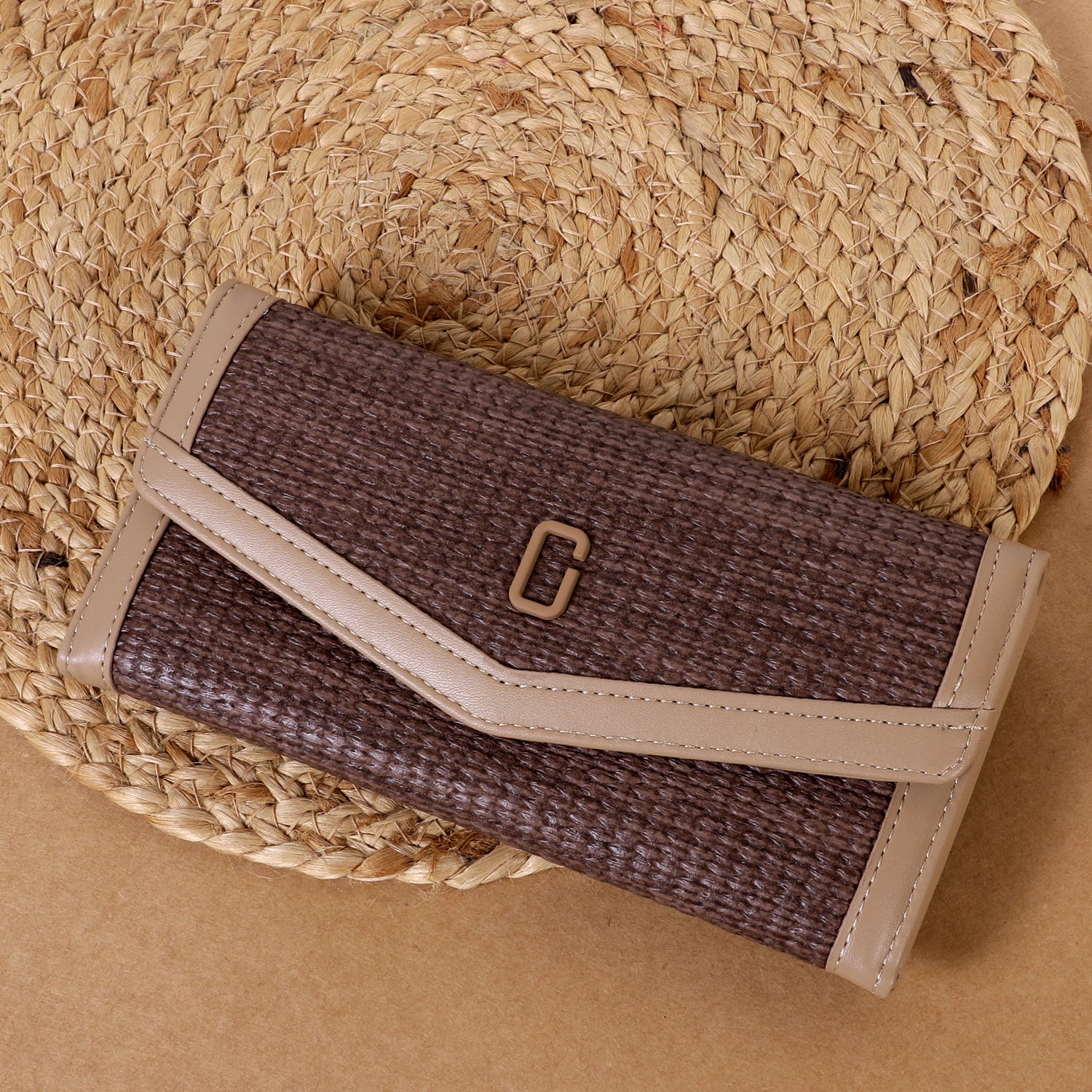 Elegant Textured Fabric Long Wallet for Women – Premium Flap Design