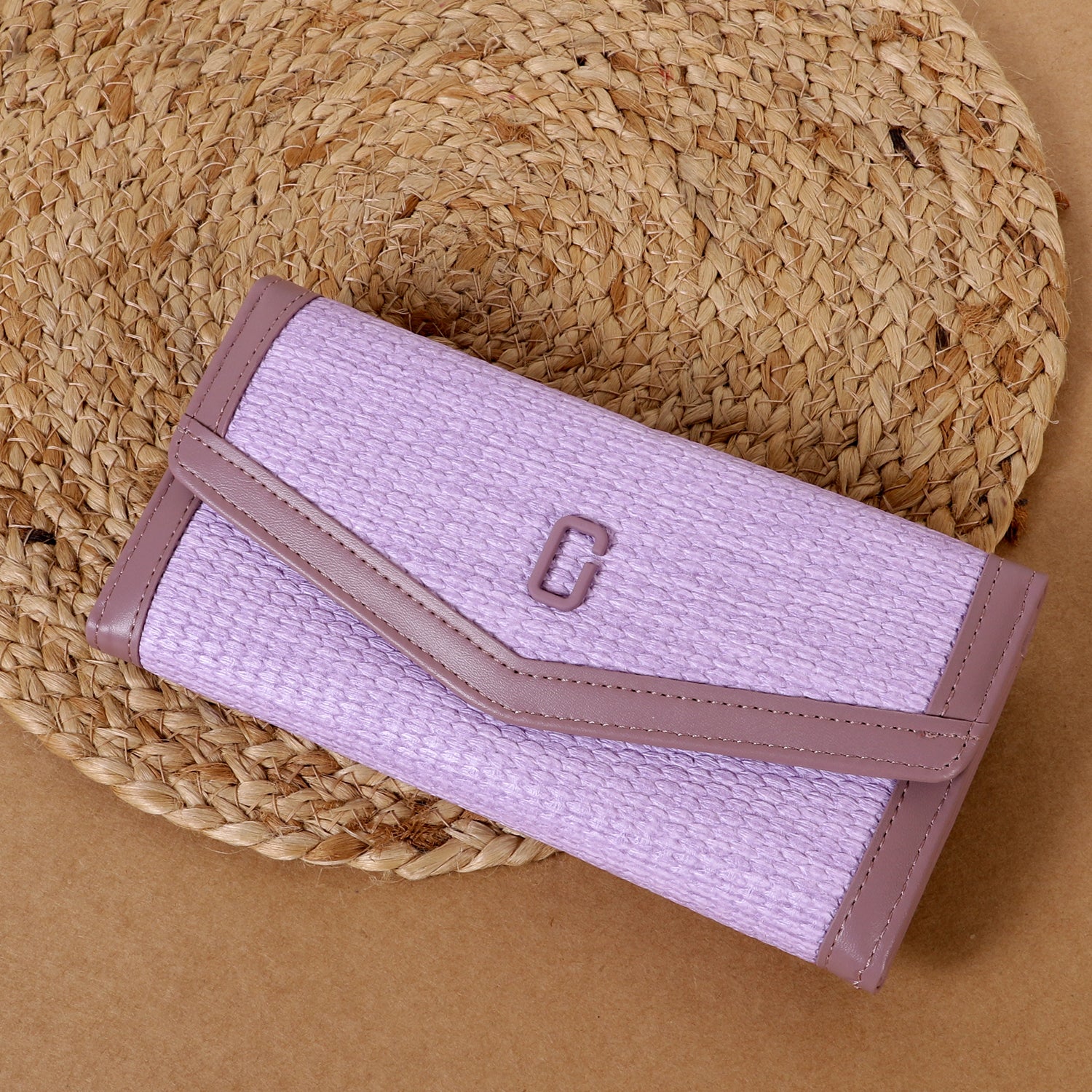 Elegant Textured Fabric Long Wallet for Women – Premium Flap Design