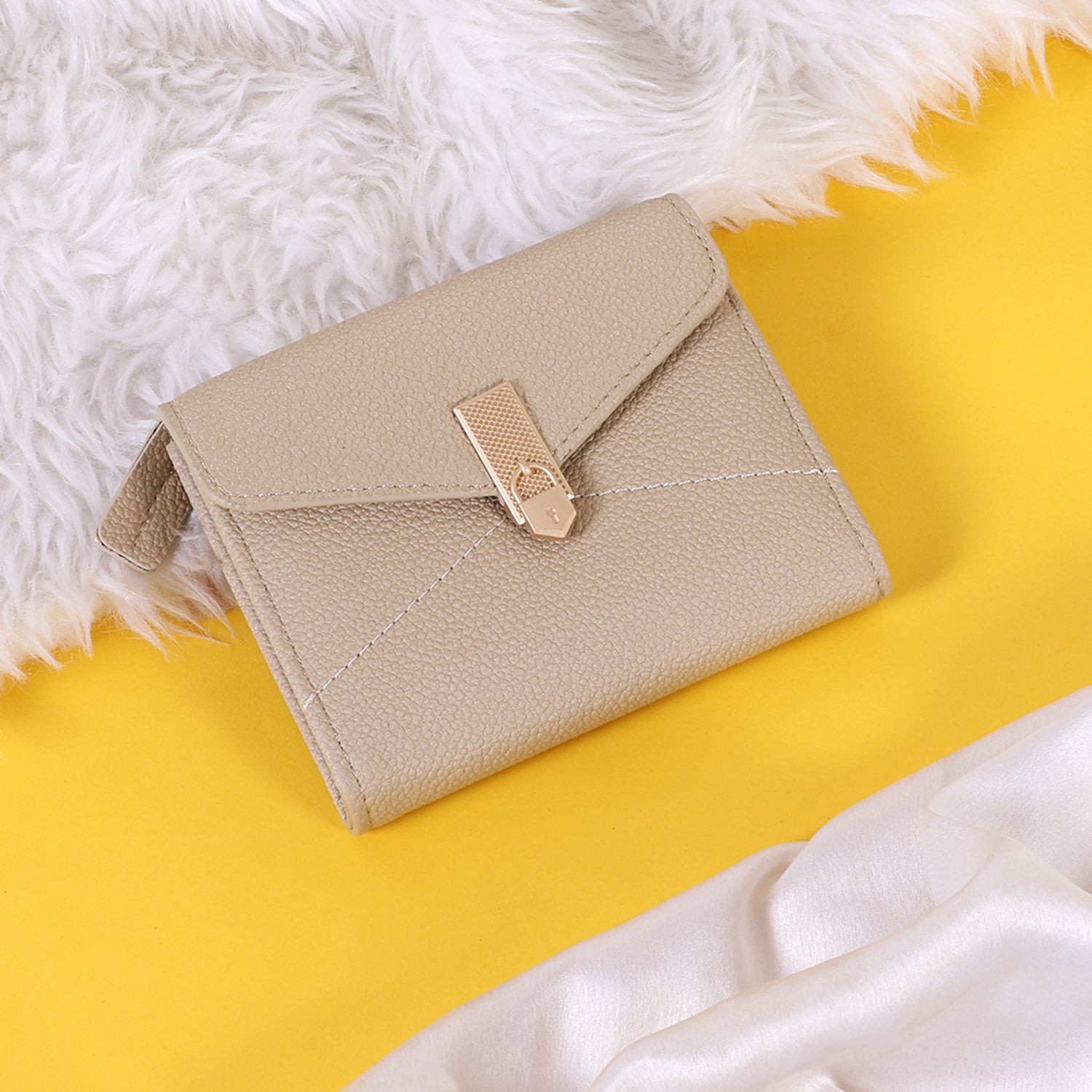 Geometric flap wallet: textured & minimalist