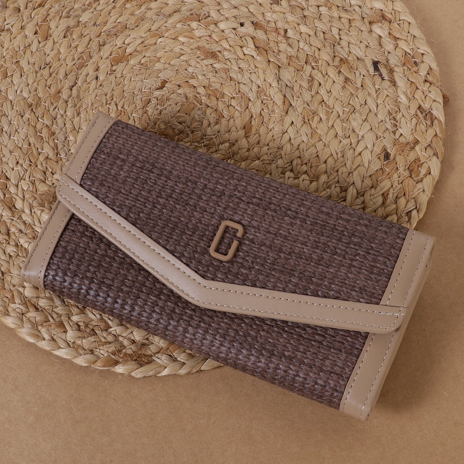 Elegant Textured Fabric Long Wallet for Women – Premium Flap Design