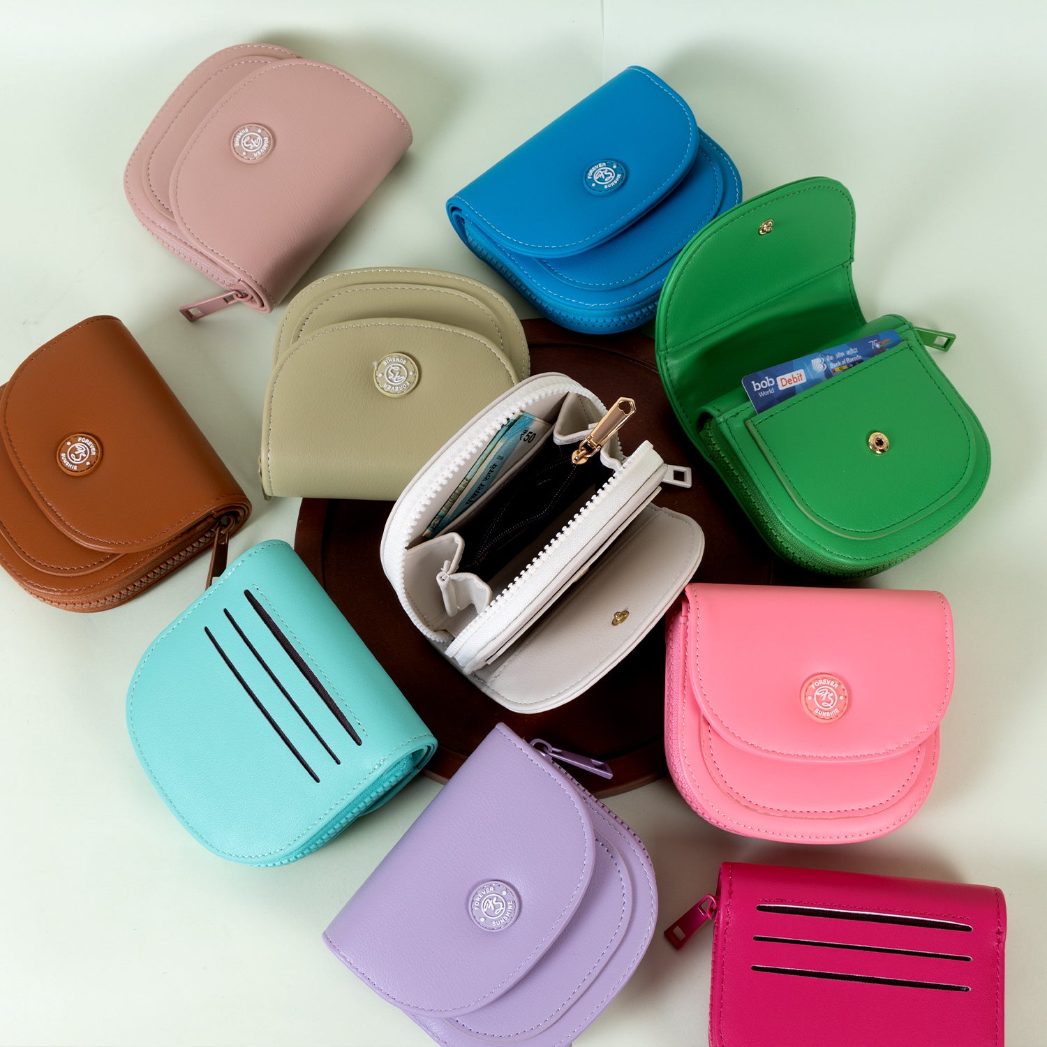 The Arc Compact Coin & Card Wallet with Emblem Flap