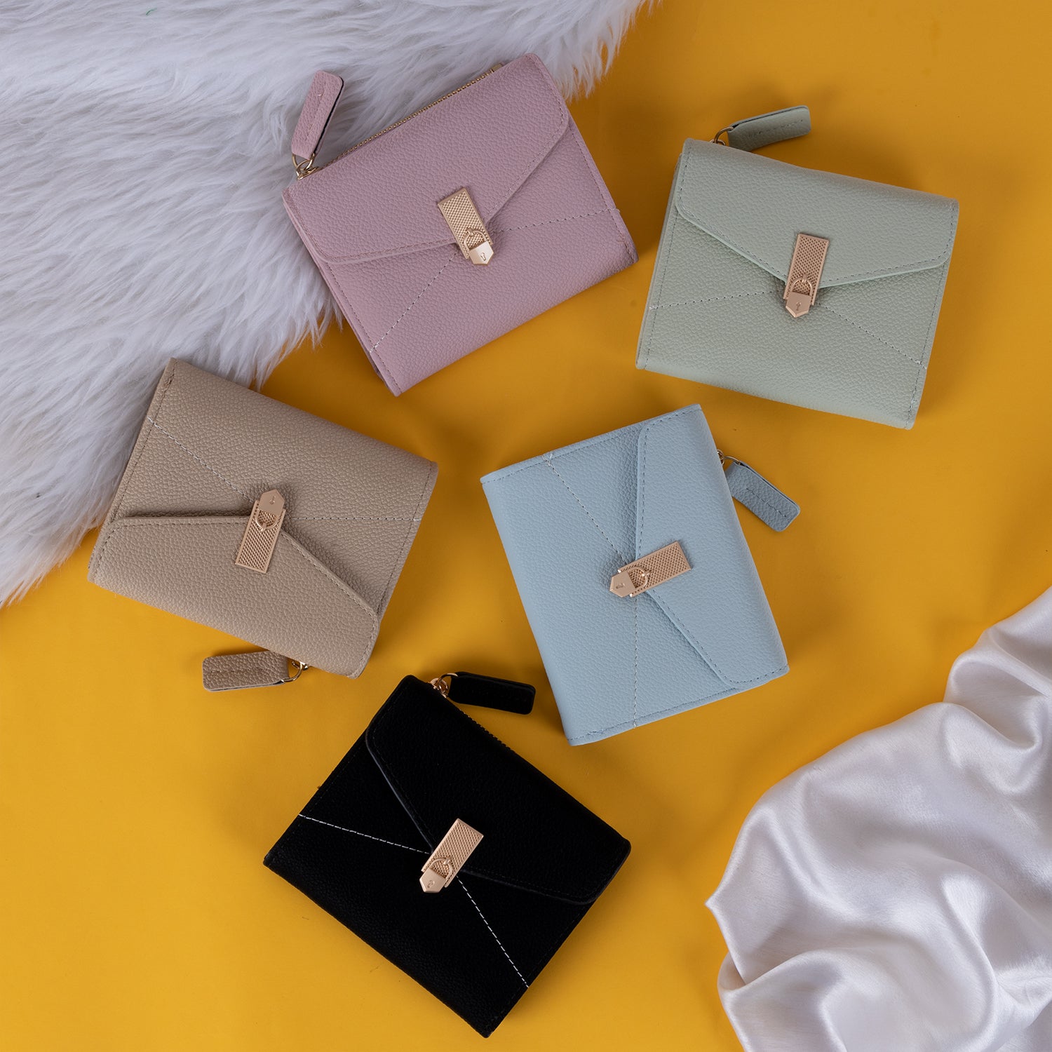 Geometric flap wallet: textured & minimalist