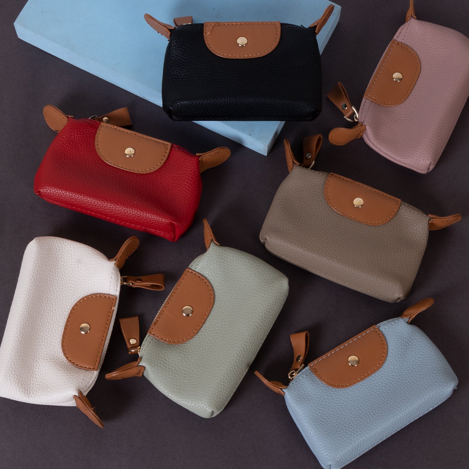 The "Metro" Compact Wallet: Elegant PU Leather Mini Purse with Gold-Tone Bar Accent