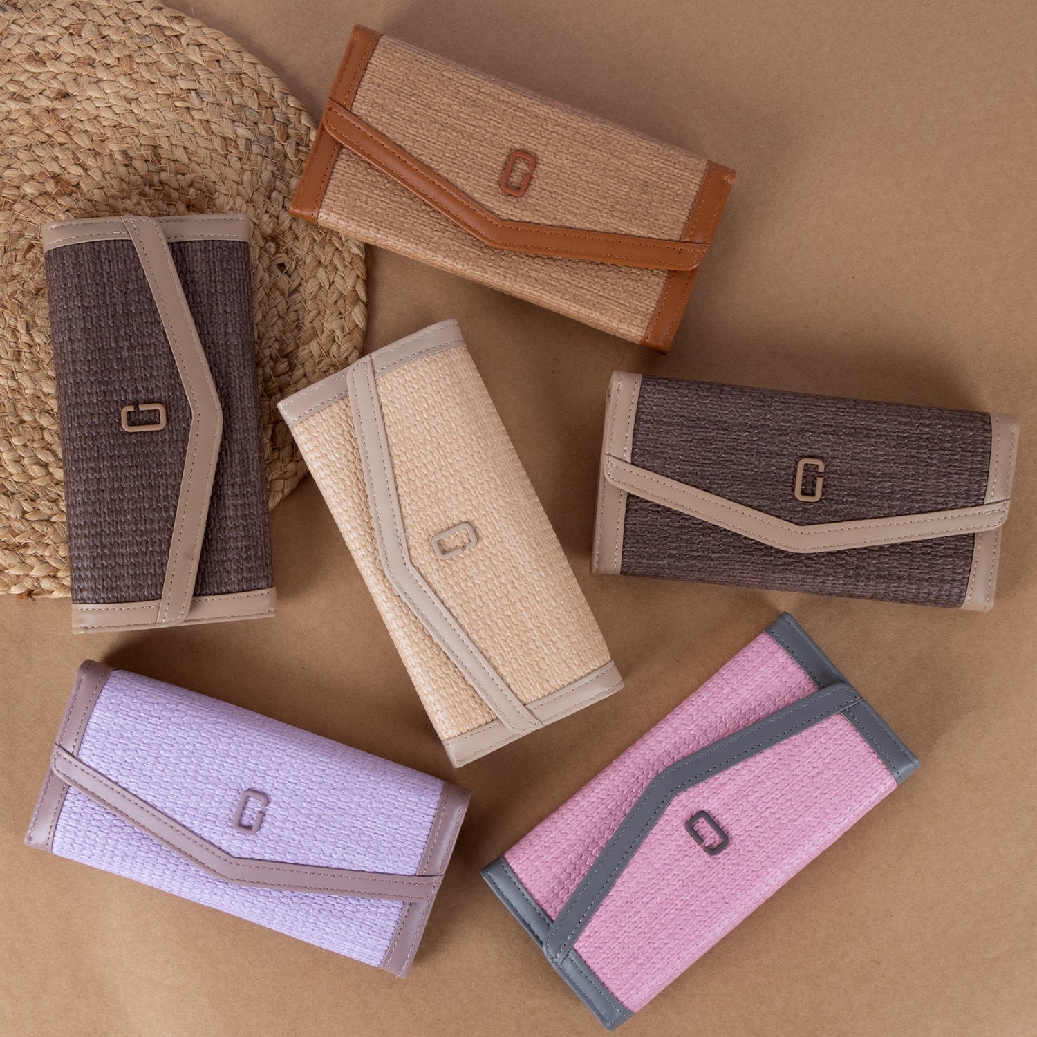 Elegant Textured Fabric Long Wallet for Women – Premium Flap Design