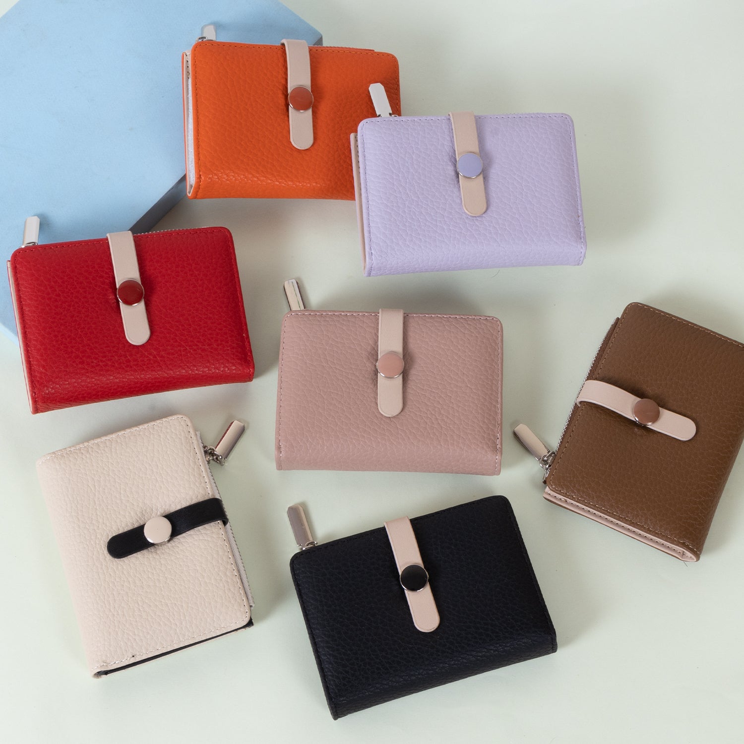 Trendy PU Leather SMALL Wallet for Women – Zipper & Button Closure