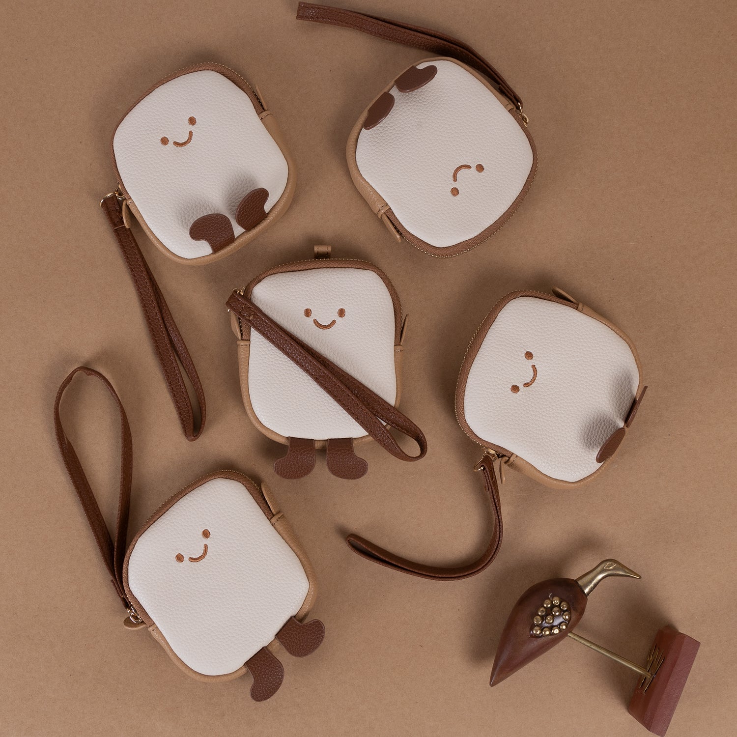 The Happy Face Bread Slice Coin Pouch: Mini Zip Wristlet