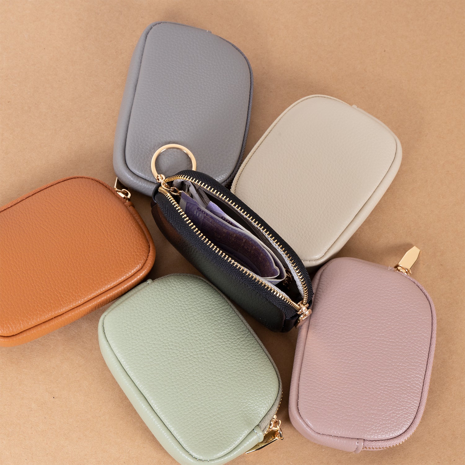 The "Everyday Carry" Key Fob Pouch: Textured Pebble Grain Zip Wallet