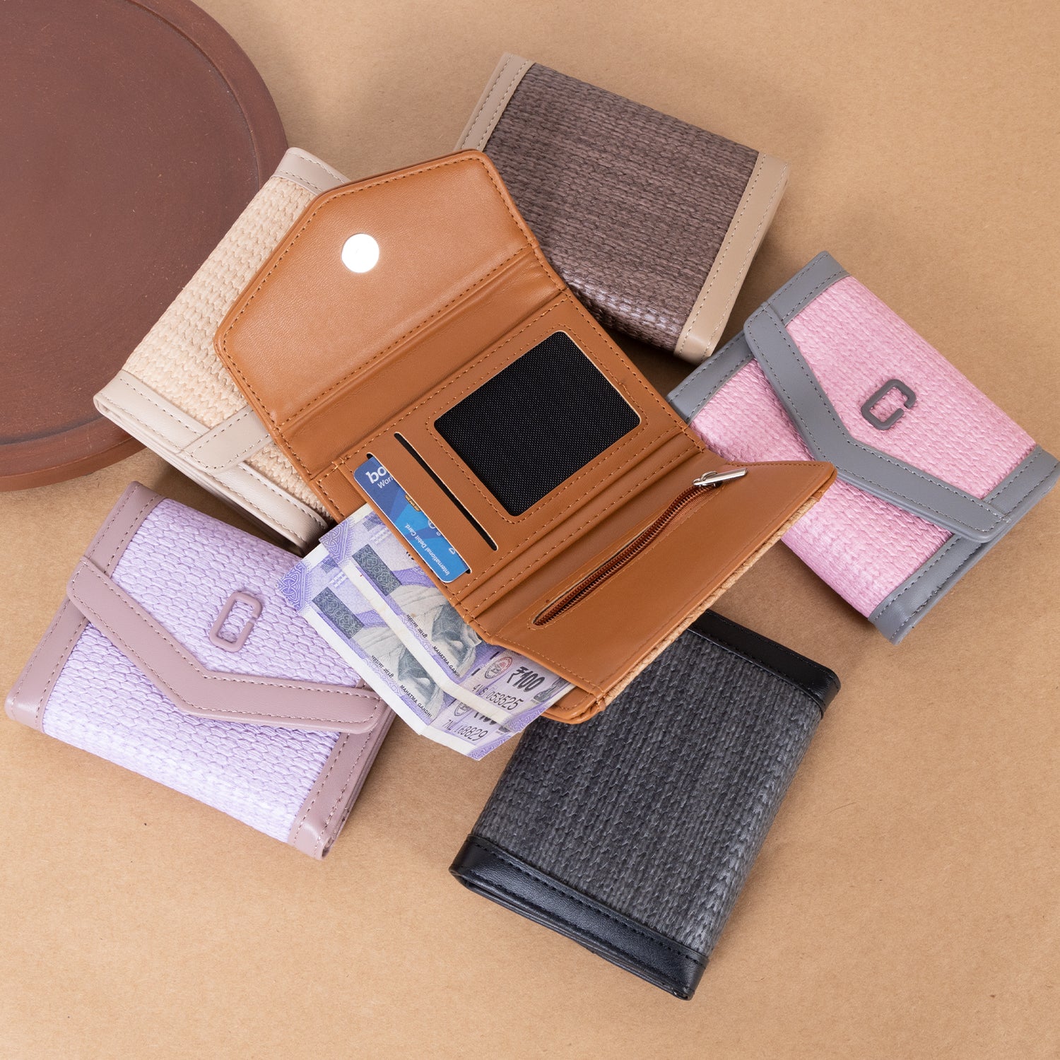 Elegant Textured Fabric SMALL Wallet for Women – Premium Flap Design