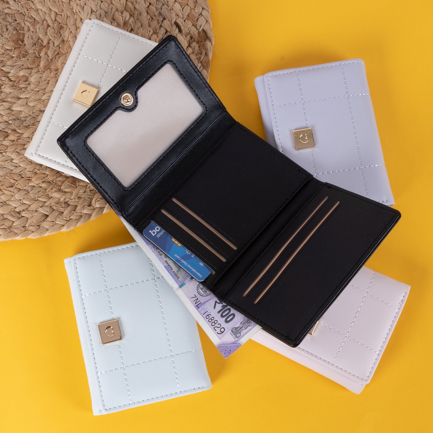 The "Secret Garden" Tri-Fold: Floral Lining & Gold Blossom Clasp