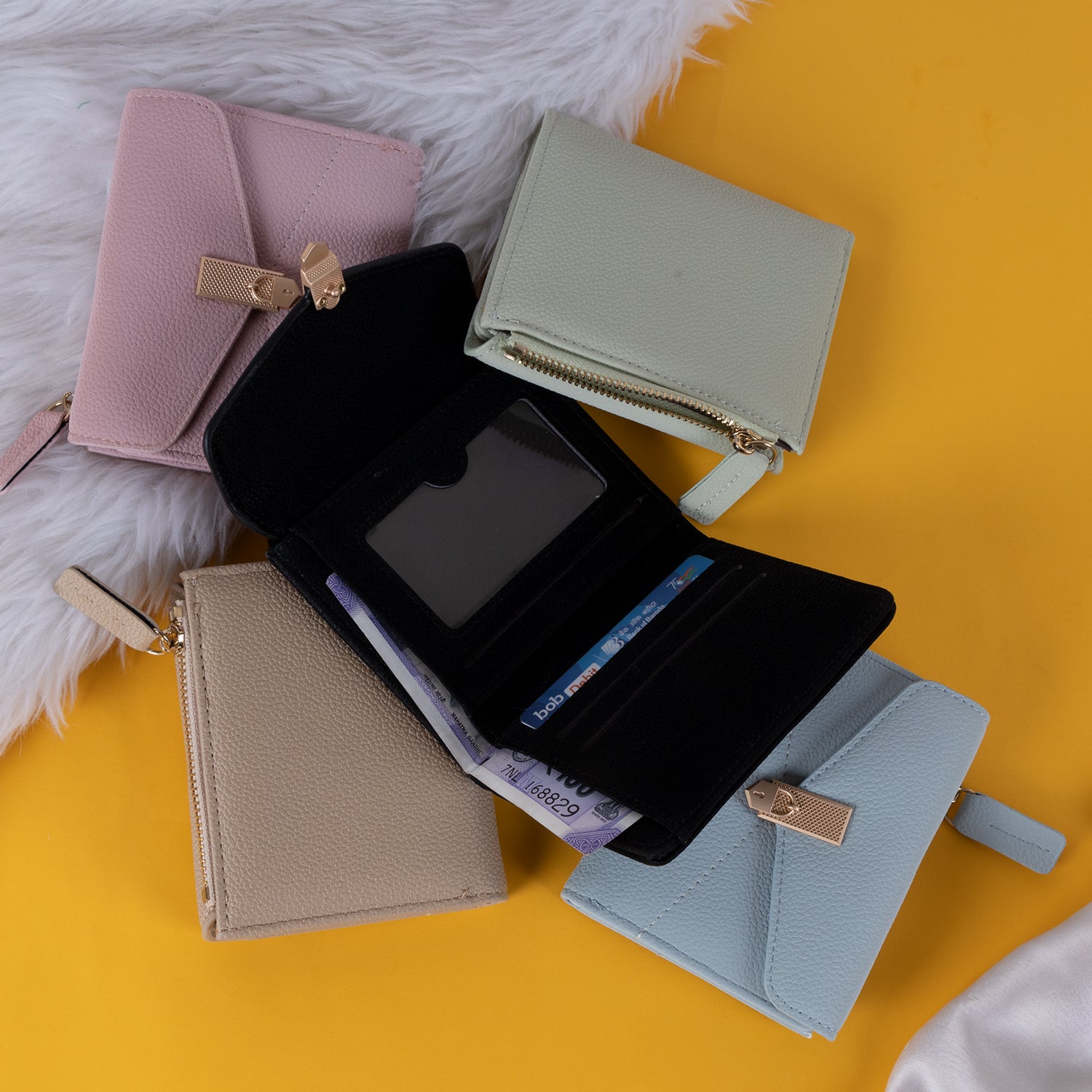 Geometric flap wallet: textured & minimalist