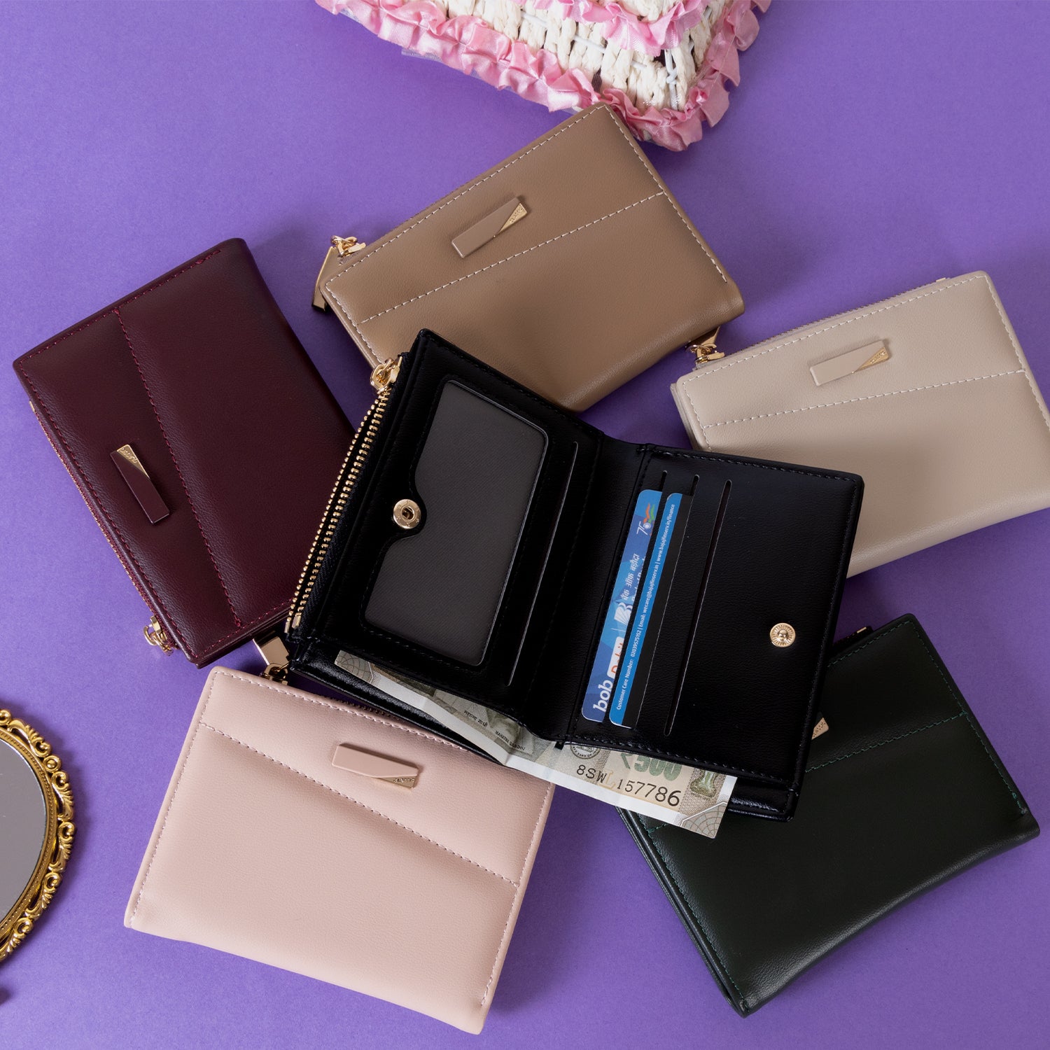 The Sleek Statement Mini: Luxe Faux Leather Wallet with Snap Closure and Card Organizer