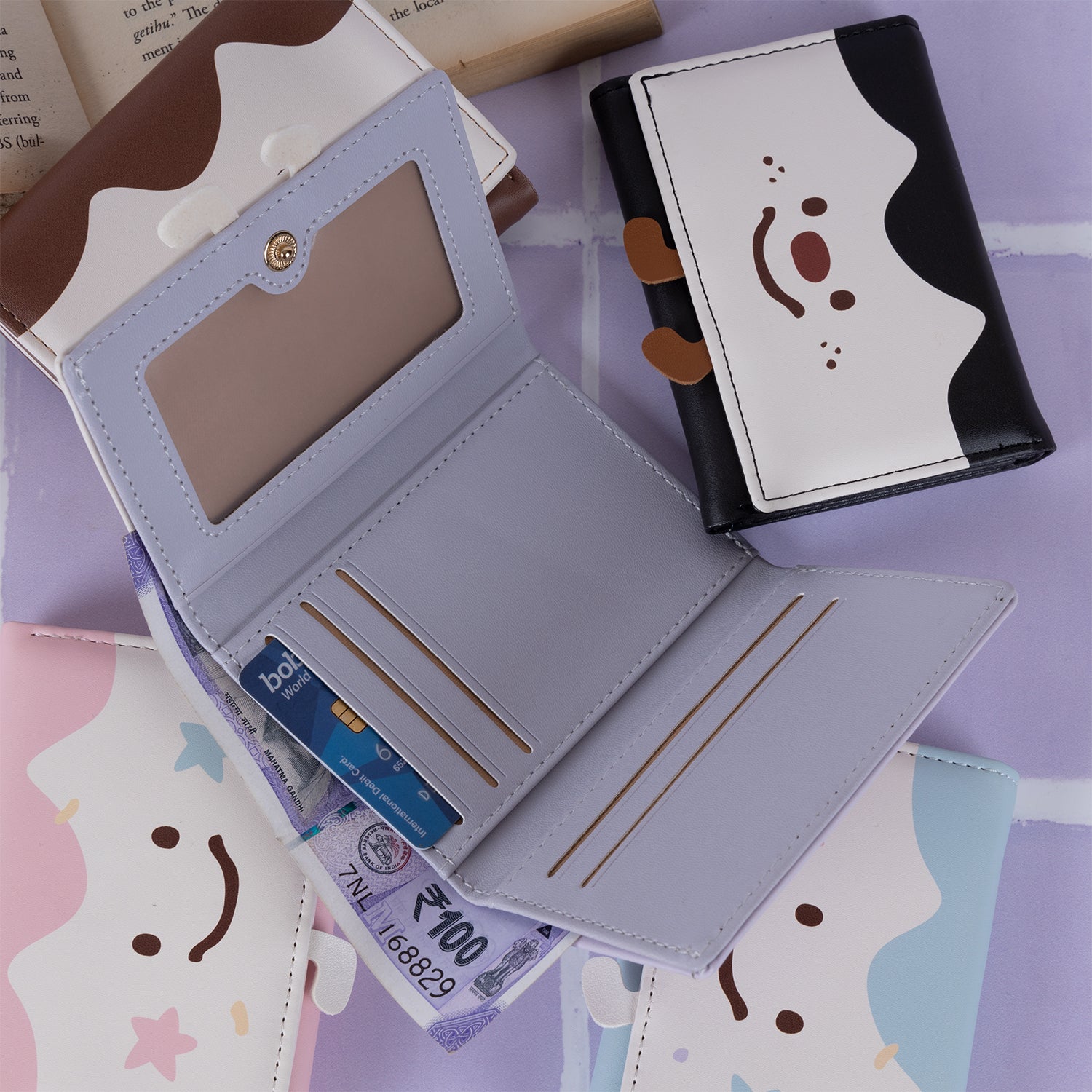 The "Jester's Delight" Tri-Fold Wallet: Whimsical Print & Compact Carry