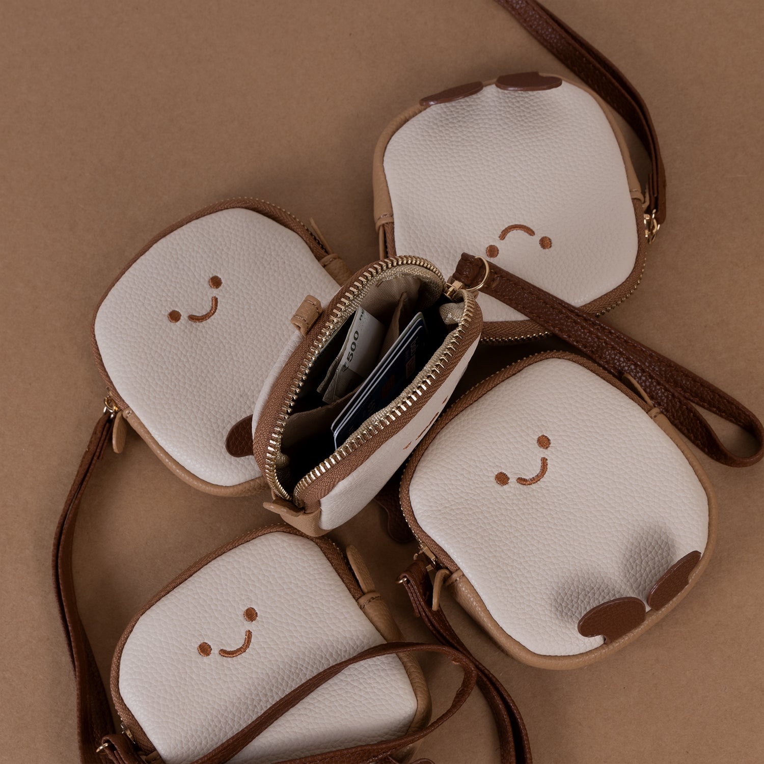 The Happy Face Bread Slice Coin Pouch: Mini Zip Wristlet