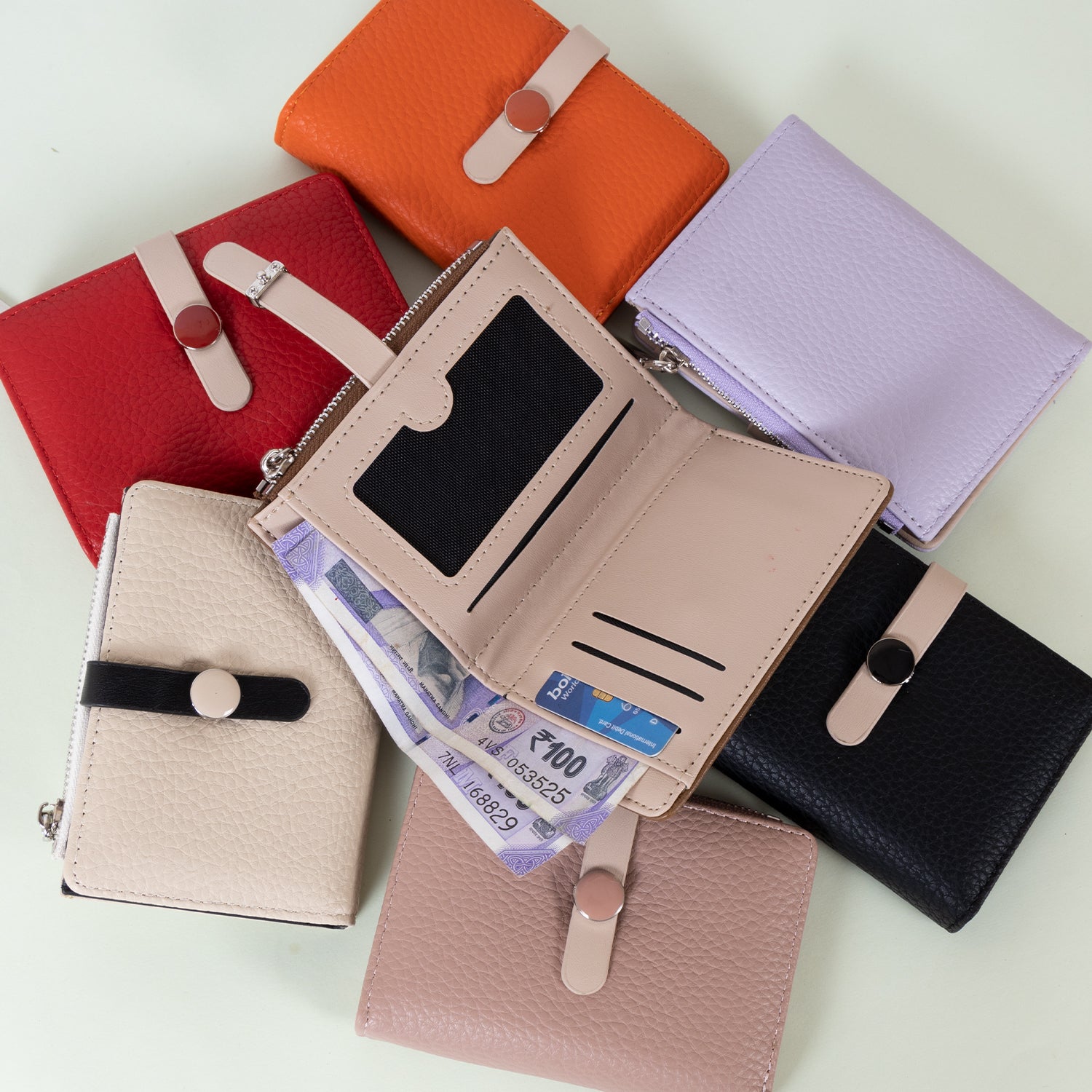 Trendy PU Leather SMALL Wallet for Women – Zipper & Button Closure
